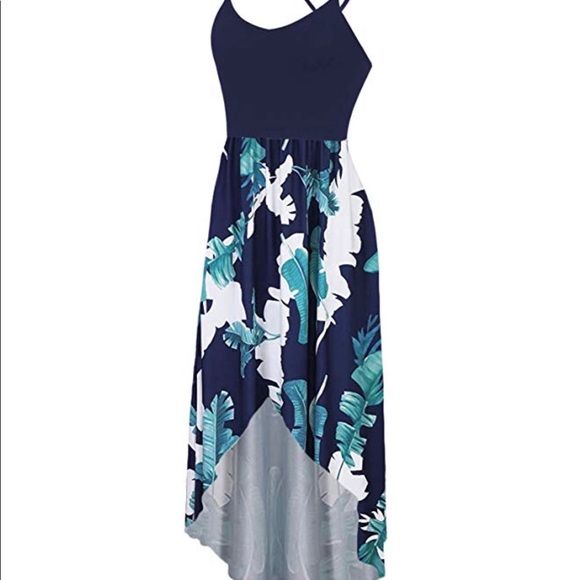 Floral Print Asymmetrical Maxi Dress w Pockets - Picture 2 of 7